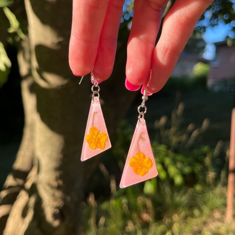 Handmade Real Flower UV Resin Earrings